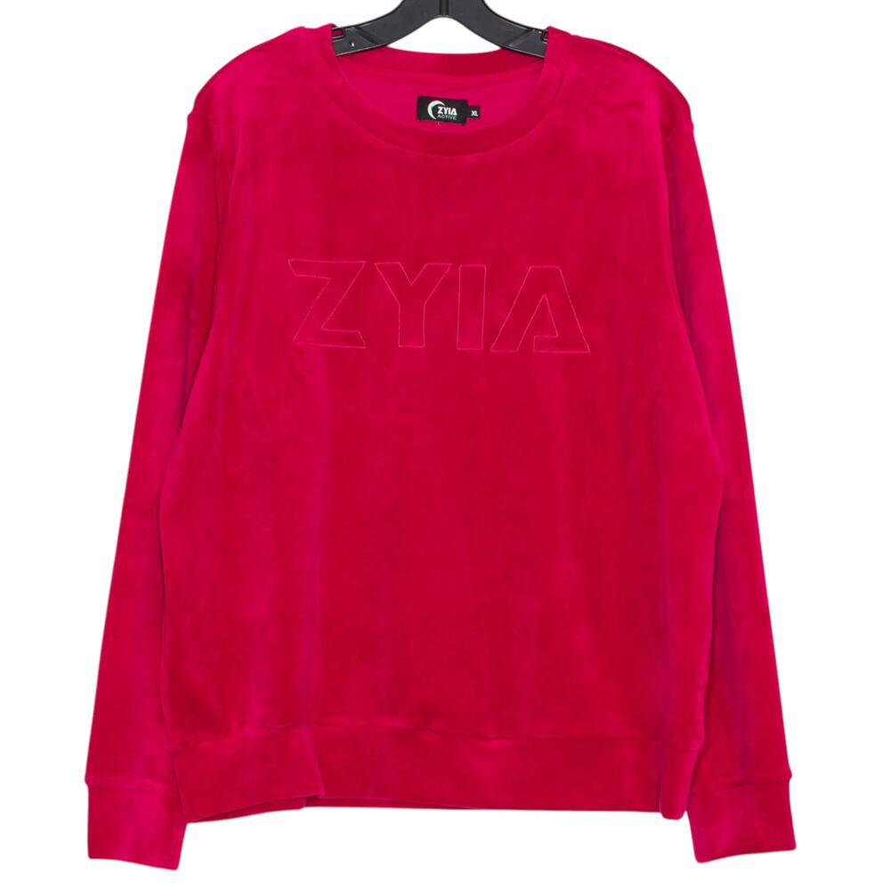 Zyia Sweatshirt Velvet Athleisure Y2K Cozy Preppy Lounge Minimalist Comfort XL